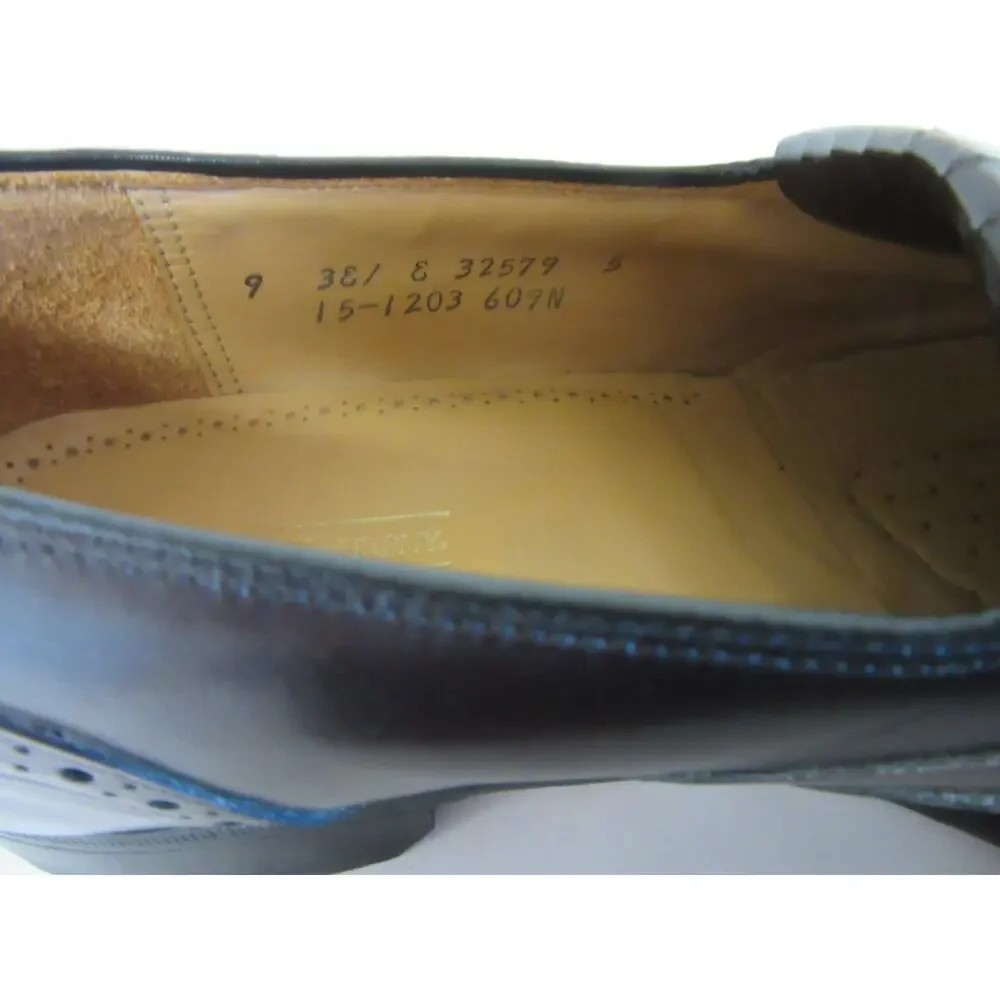 JOHNSTON & MURPHY Heritage Men's 9 Dark Brown Leather Wingtip Tassel Loafer USA